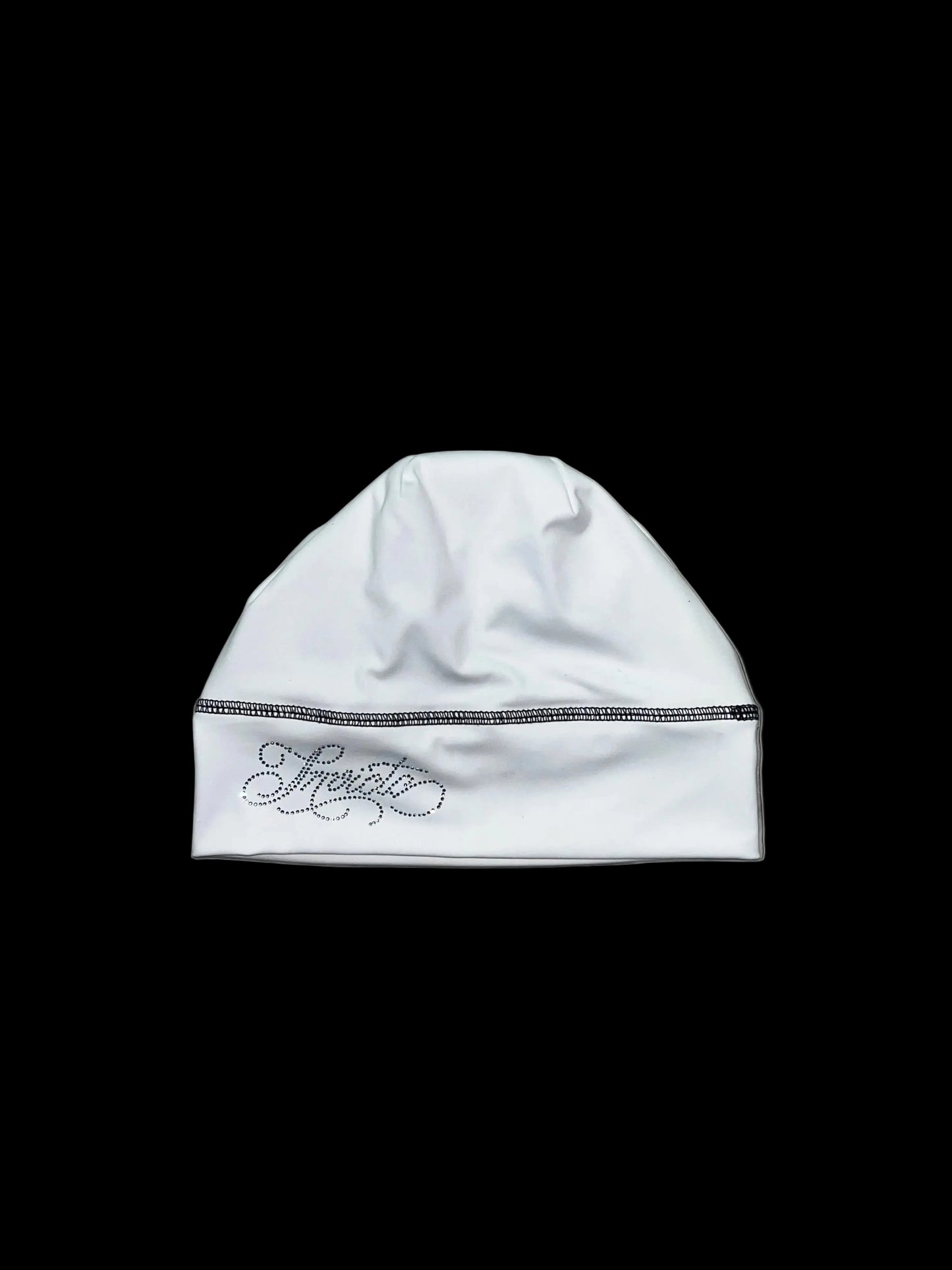 WHITE RHINESTONES SKULL CAP