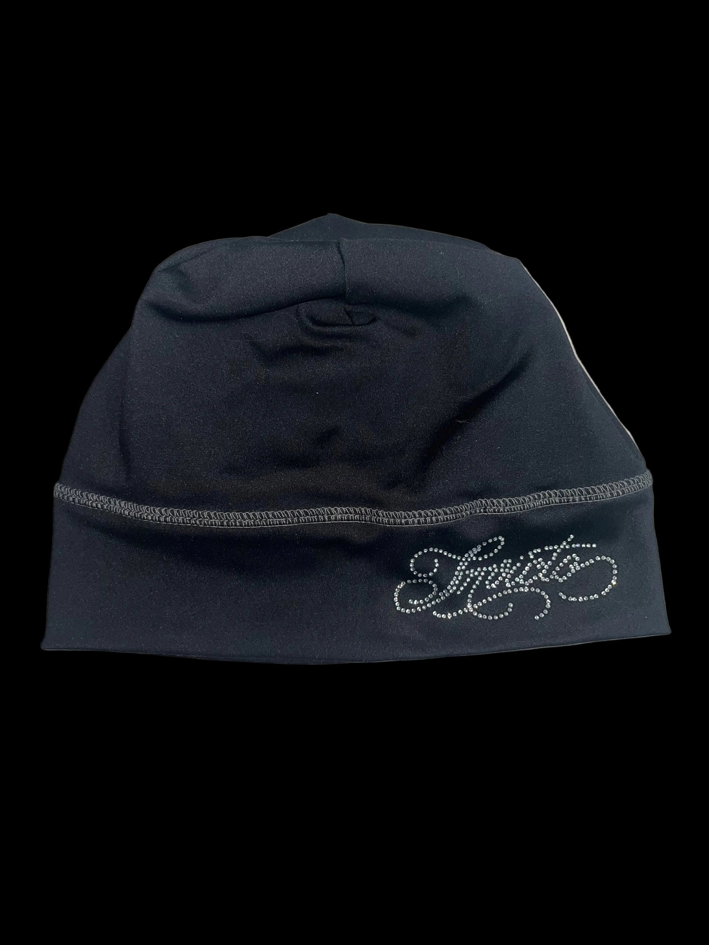 BLACK RHINESTONES SKULL CAP